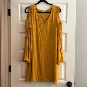 Yellow cut out sleeve dress